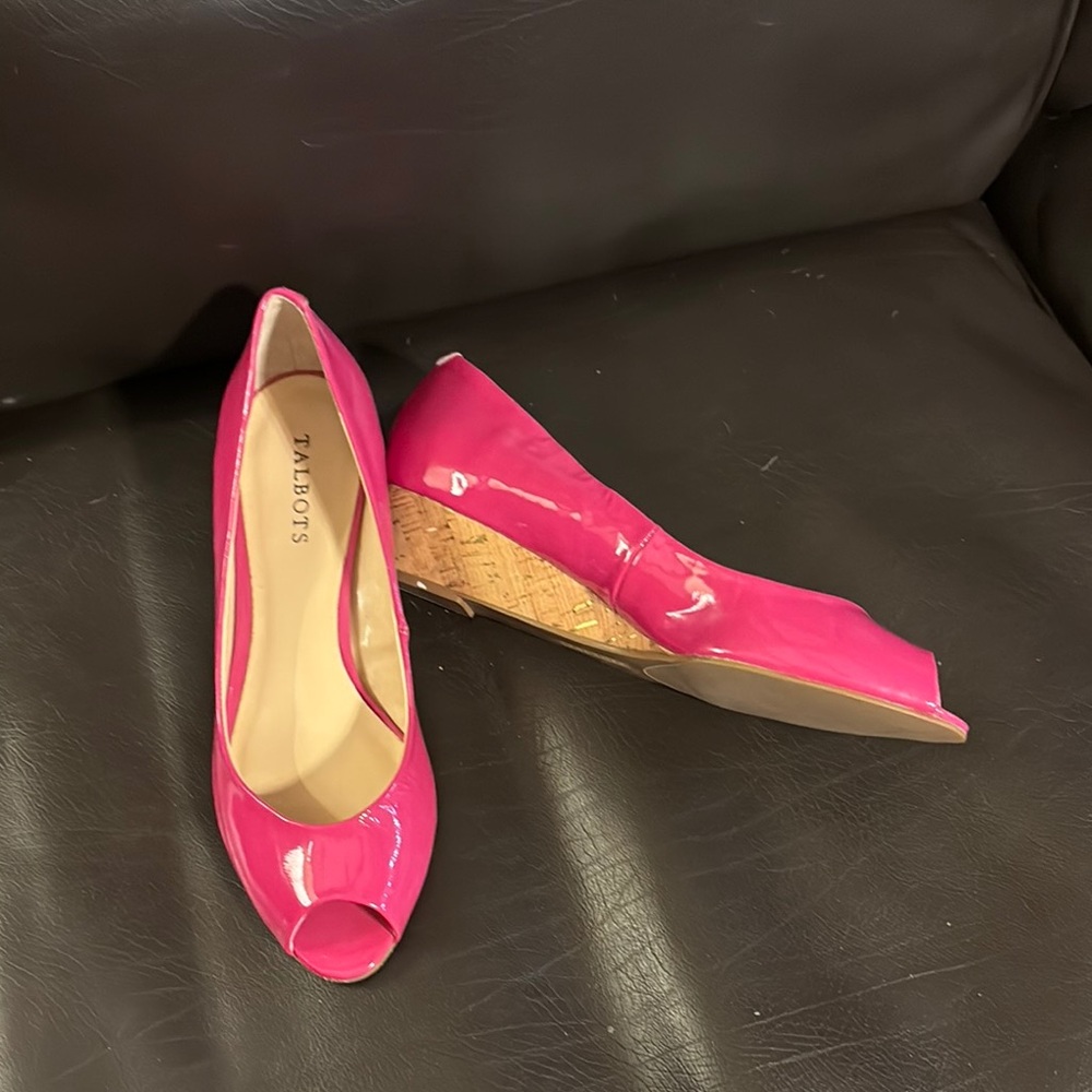 Talbots Pink Peep Toe Wedge Shoes